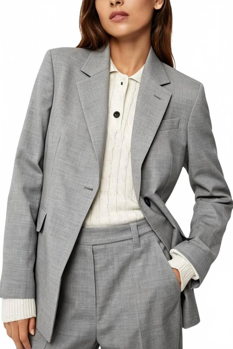 NEW BRUNELLO CUCINELLI women's mélange-effect single-breasted blazer in heather